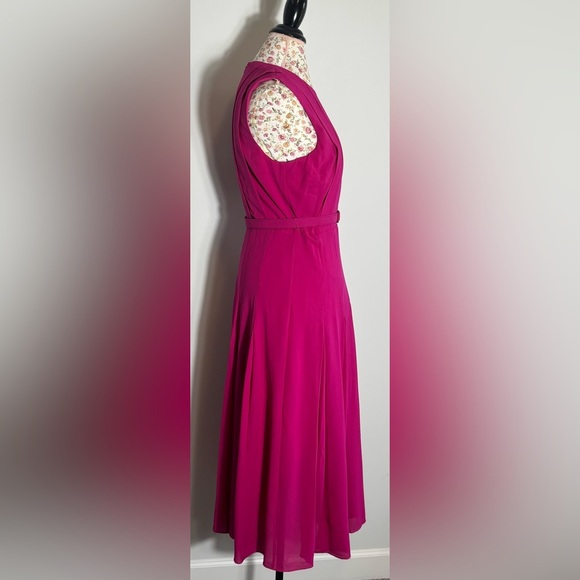 Belle Badgley Mischka Arya Fuchsia Keyhole Halter A-Line Midi Dress Size 10 NWT - Picture 6 of 11